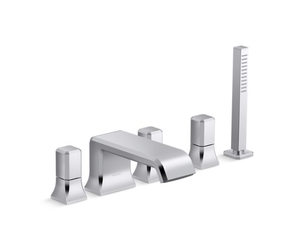 Kallista - Bezel Deckmount Bath Faucet with Diverter and Handshower