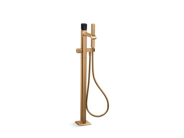 Kallista - Bezel Freestanding Bath Faucet, with Handshower, Nero Marquina Stone