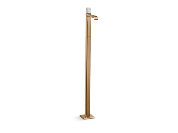 Kallista - Bezel Floormount Sink Faucet, White Carrara Stone