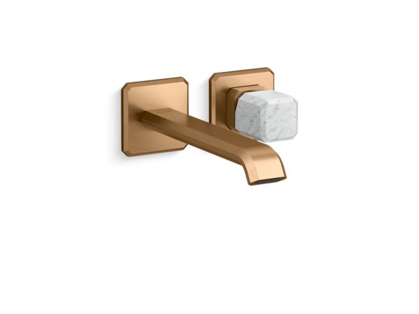 Kallista - Bezel Wall Mount Single Control, Elongated Spout, White Carrara Stone