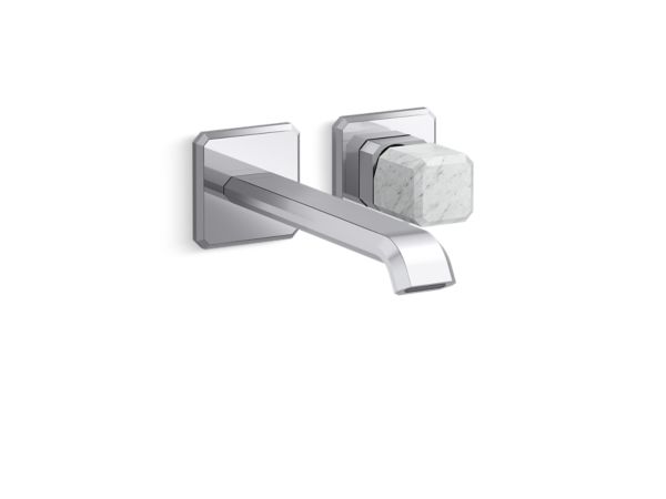 Kallista - Bezel Wall Mount Single Control, Elongated Spout, White Carrara Stone
