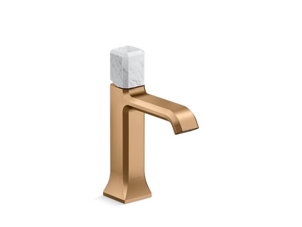 Kallista - Bezel Single Control Sink Faucet, White Carrara Stone
