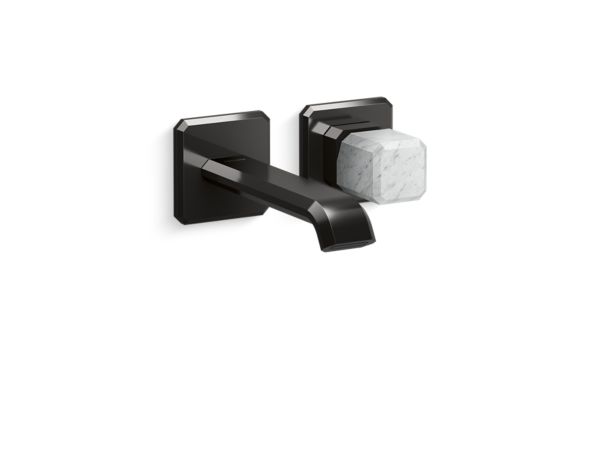 Kallista - Bezel Wall Mount Single Control Sink Faucet, White Carrara Stone