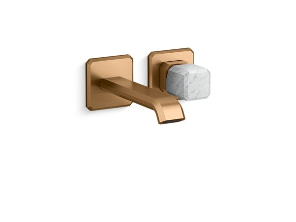 Kallista - Bezel Wall Mount Single Control Sink Faucet, White Carrara Stone