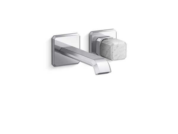 Kallista - Bezel Wall Mount Single Control Sink Faucet, White Carrara Stone