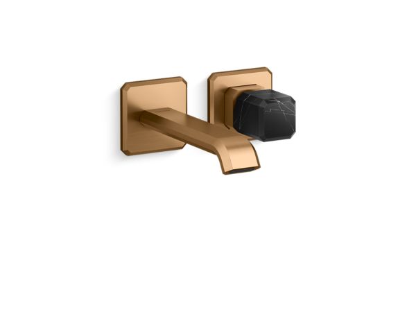 Kallista - Bezel Wall Mount Single Control Sink Faucet, Nero Marquina Stone