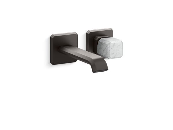 Kallista - Bezel Wall Mount Single Control Sink Faucet, White Carrara Stone