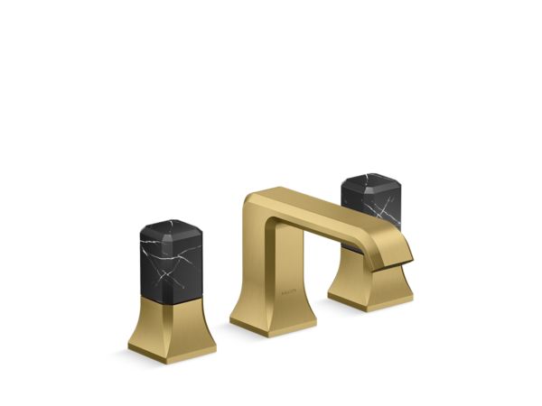 Kallista - Bezel Widespread Sink Faucet, Nero Marquina Stone