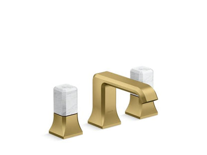 Kallista - Bezel Widespread Sink Faucet, White Carrara Stone