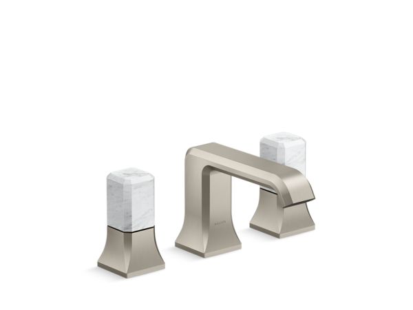 Kallista - Bezel Widespread Sink Faucet, White Carrara Stone