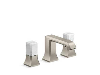 Kallista - Bezel Widespread Sink Faucet, White Carrara Stone