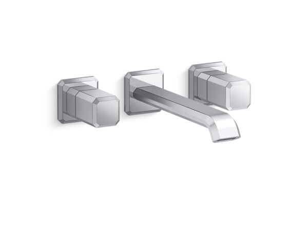 Kallista - Bezel Wall Mount Widespread Sink Faucet, Elongated Spout