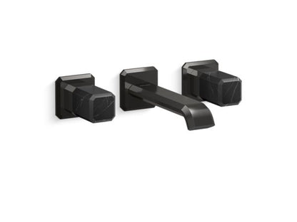 Kallista - Bezel Wall Mount Widespread Sink Faucet, Nero Marquina Stone