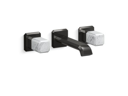 Kallista - Bezel Wall Mount Widespread Sink Faucet, White Carrara Stone