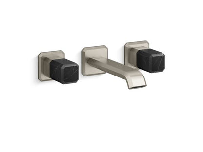 Kallista - Bezel Wall Mount Widespread Sink Faucet, Nero Marquina Stone