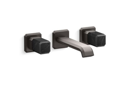 Kallista - Bezel Wall Mount Widespread Sink Faucet, Nero Marquina Stone