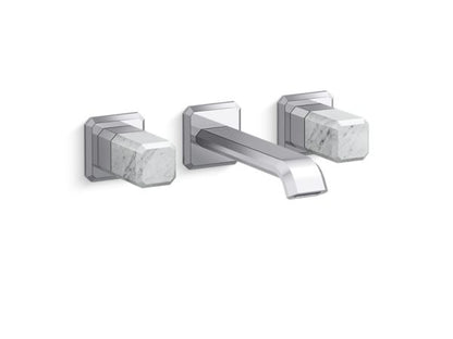 Kallista - Bezel Wall Mount Widespread Sink Faucet, White Carrara Stone
