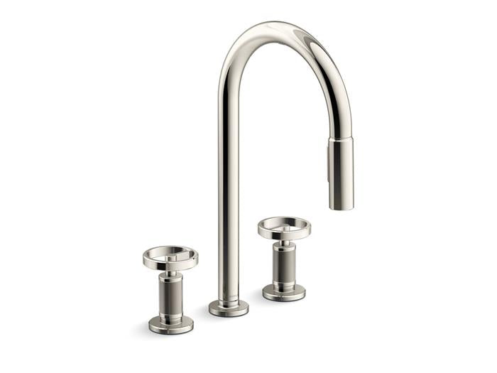 Kohler - Billet Touchless Pull-Down Kitchen Faucet - Circle Hanldes