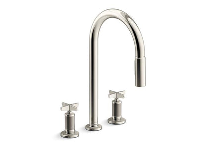 Kohler - Billet Touchless Widespread Pull-Down Kitchen Faucet - Cross Handles