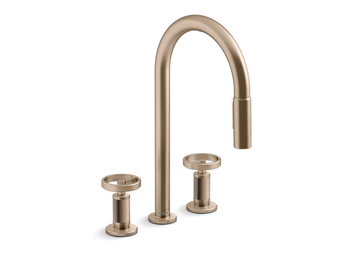 Kohler - Billet Touchless Pull-Down Kitchen Faucet - Circle Hanldes
