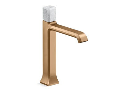 Kallista - Bezel Single Control Sink Faucet, Tall Spout, White Carrara Stone