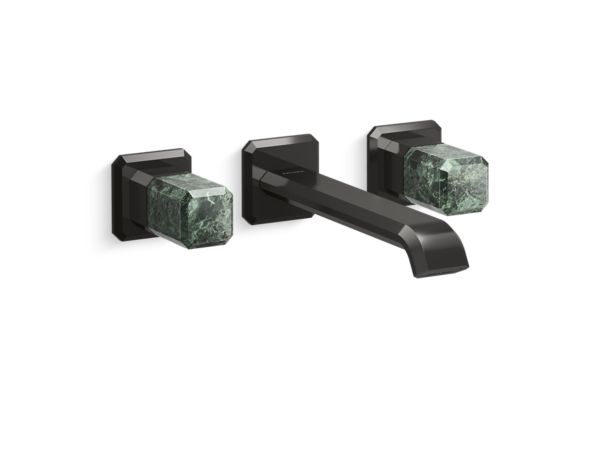 Kallista - Bezel Wall Mount Widespread Sink Faucet, Elongated Spout, Guatemala Stone