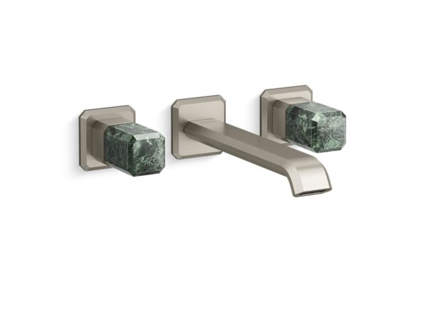 Kallista - Bezel Wall Mount Widespread Sink Faucet, Elongated Spout, Guatemala Stone