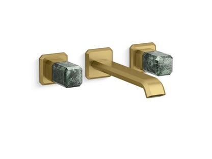 Kallista - Bezel Wall Mount Widespread Sink Faucet, Elongated Spout, Guatemala Stone