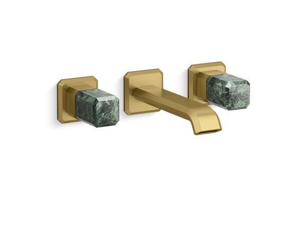 Kallista - Bezel Wall Mount Widespread Sink Faucet, Guatemala Stone