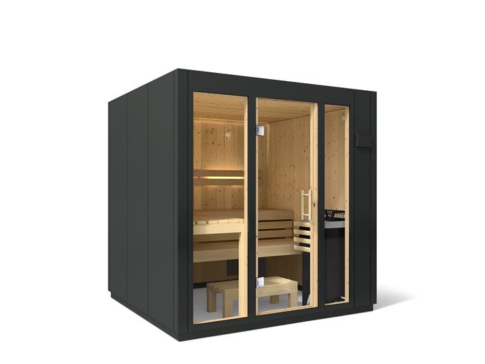 Kohler - C1 Indoor Sauna, Large, No Floor - Graphite Grey Ext/Spruce Interior