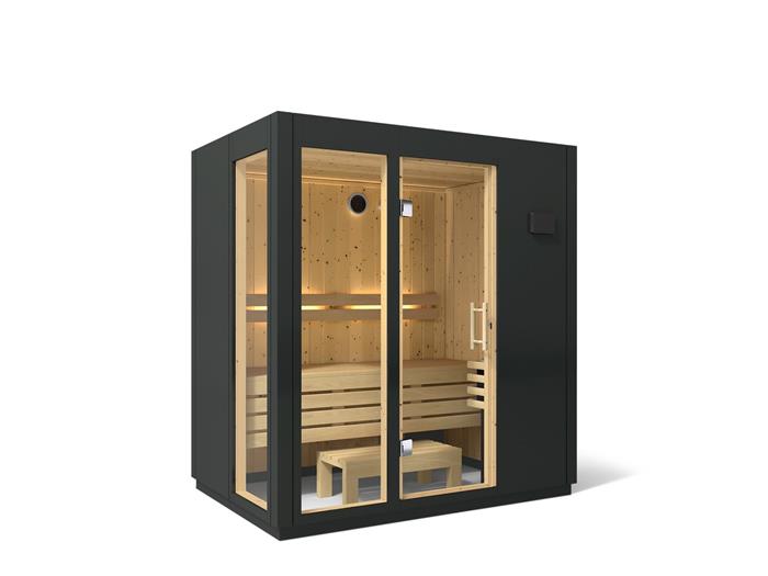 Kohler - C1 Indoor Sauna, Medium, No Floor - Graphite Grey Ext/Spruce Interior