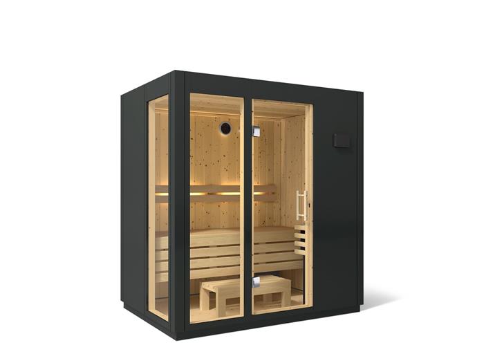 Kohler - C1 Indoor Sauna, Medium, Floor - Graphite Grey Ext/Spruce Interior