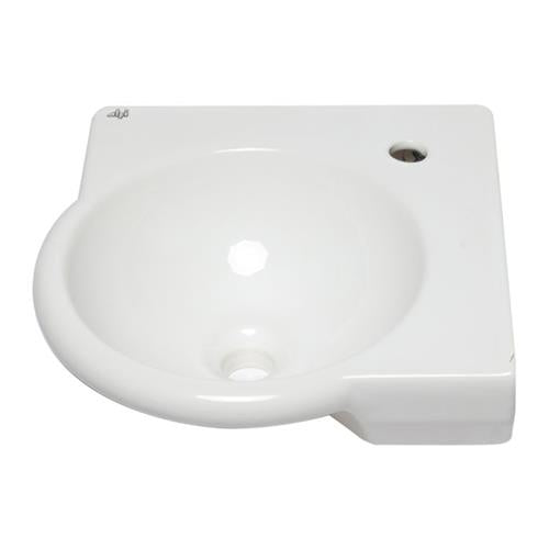 Alfi - White 15 Inch Round Corner Wall Mounted Porcelain Bathroom Sink