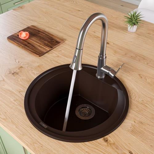 Alfi - 20 Inch Drop-In Round Granite Composite Kitchen Prep Sink