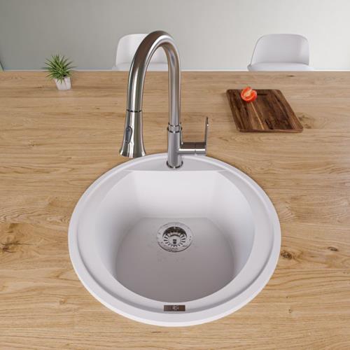 Alfi - 20 Inch Drop-In Round Granite Composite Kitchen Prep Sink