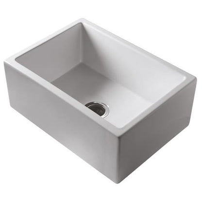 Alfi - 24 inch Reversible Smooth / Fluted Single Bowl Fireclay Farm Sink
