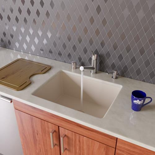 Alfi - Black 24 Inch Undermount Single Bowl Granite Composite Kitchen Sink