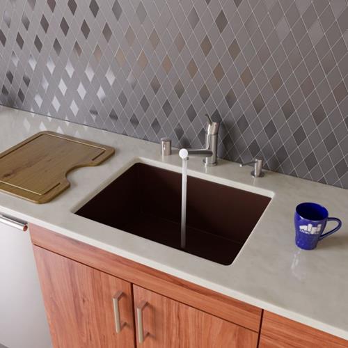 Alfi - Black 24 Inch Undermount Single Bowl Granite Composite Kitchen Sink