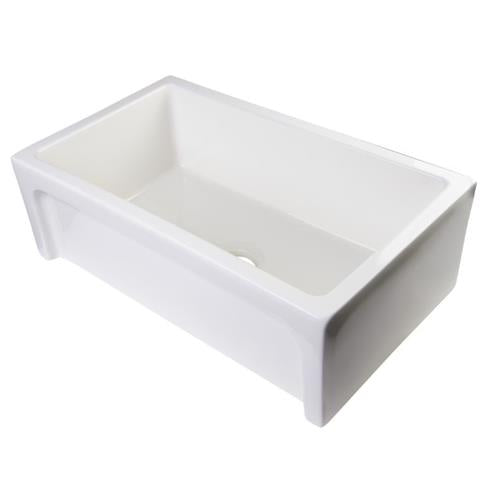 Alfi - 30 Inch White Arched Apron Thick Wall Fireclay Single Bowl Farm Sink