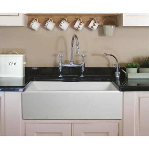 Alfi - 30 inch Reversible Smooth / Fluted Single Bowl Fireclay Farm Sink