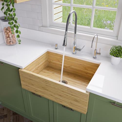 Alfi - 30 Inch Single Bowl Bamboo Kitchen Farm Sink