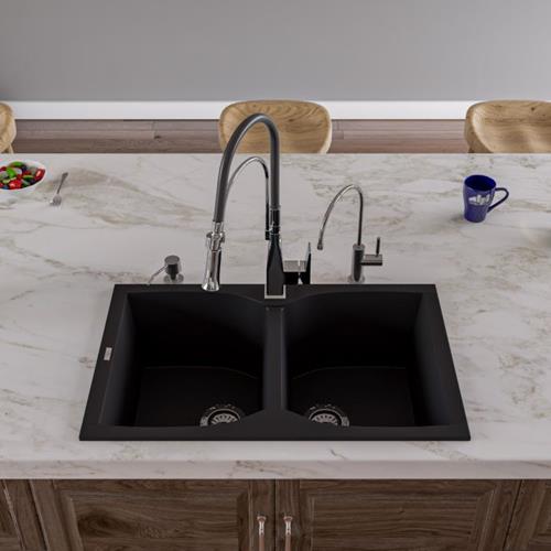 Alfi - 32 Inch Drop-In Double Bowl Granite Composite Kitchen Sink