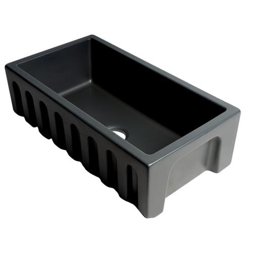 Alfi - 33 Inch x 18 Inch Reversible Fluted / Smooth Fireclay Farm Sink