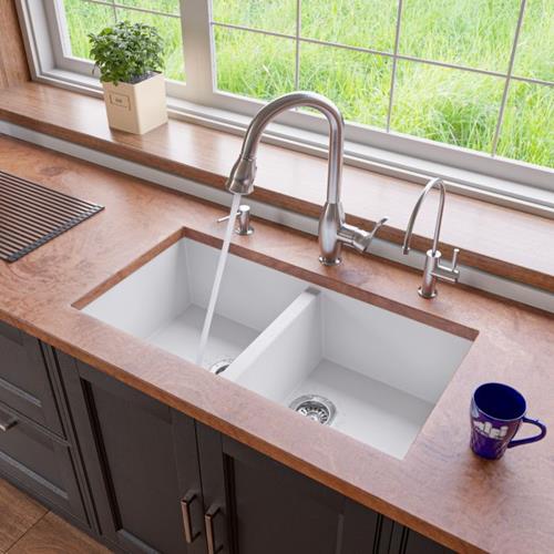 Alfi - 34 Inch Undermount Double Bowl Granite Composite Kitchen Sink
