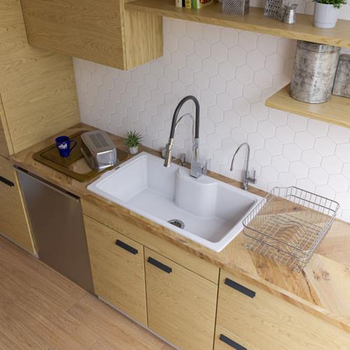 Alfi - 35 Inch Drop-In Single Bowl Granite Composite Kitchen Sink