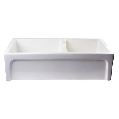 Alfi - 36 Inch Arched Apron Thick Wall Fireclay Double Bowl Farm Sink