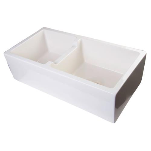 Alfi - 36 Inch Smooth Apron Thick Wall Fireclay Double Bowl Farm Sink