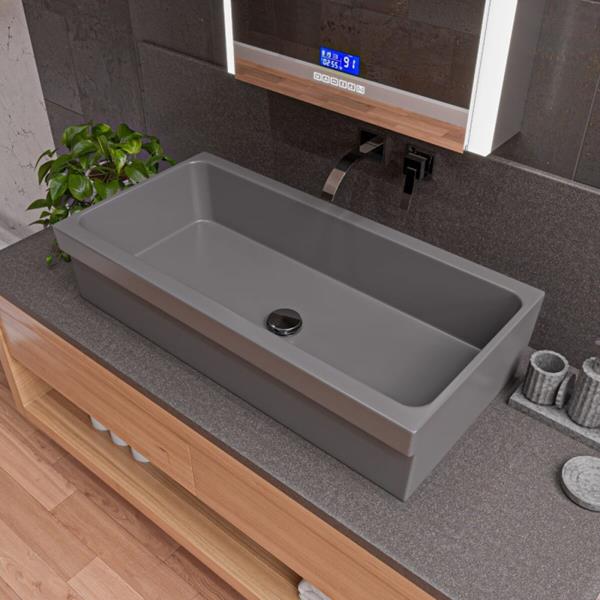 Alfi - 36 Inch White Above Mount Porcelain Bath Trough Sink