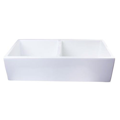 Alfi - 39 Inch Smooth Apron Thick Wall Fireclay Double Bowl Farm Sink