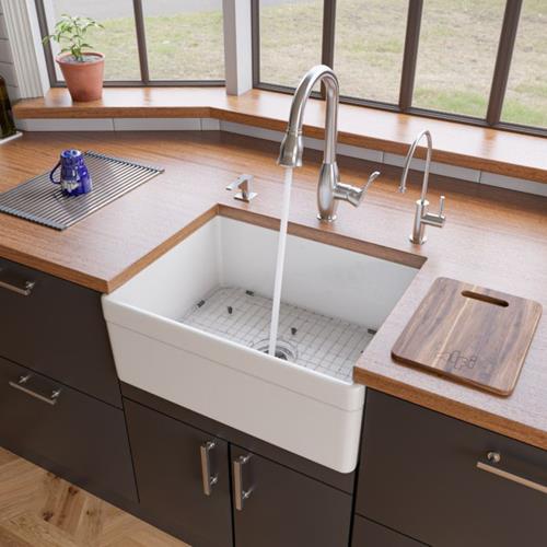 Alfi - 26 Inch Decorative Lip Apron Single Bowl Fireclay Farmhouse Kitchen Sink